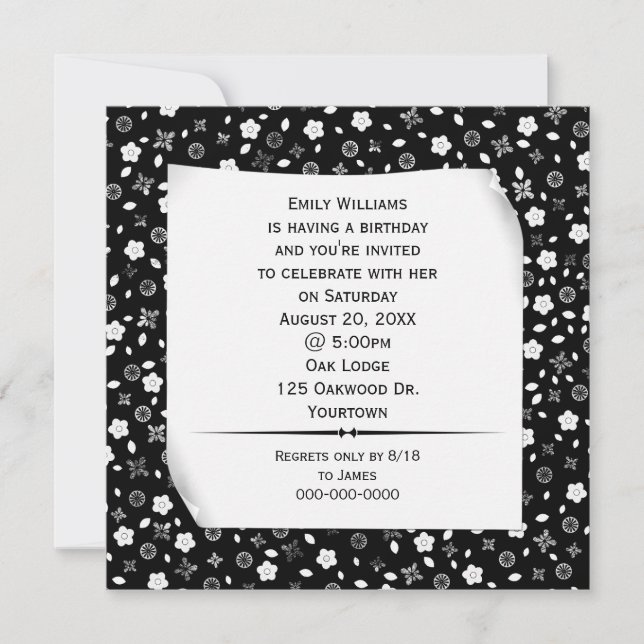 Curry Paper on Floral Print Party Einladung (Vorderseite)