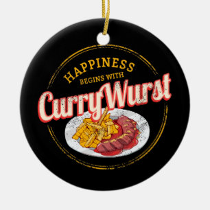 Currywurst Retro Wurst Vintage französische Pommes Keramik Ornament