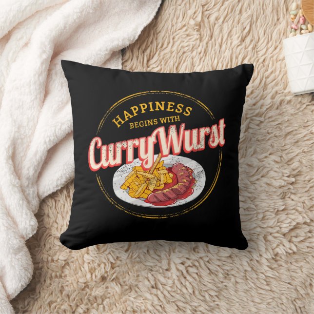 Currywurst Retro Wurst Vintage französische Pommes Kissen (Decke)