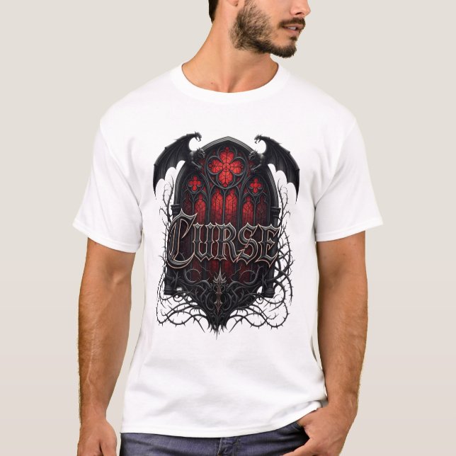 Curse - Gothic Church Window Dark Fantasy Design T-Shirt (Vorderseite)