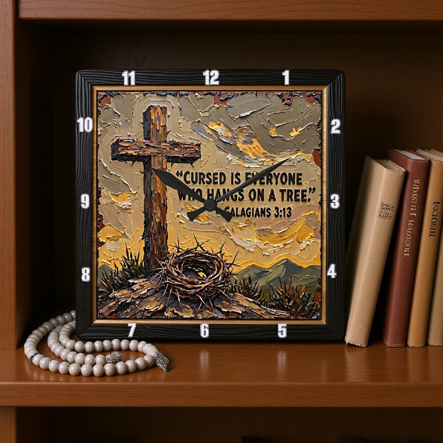 Curse to Blessing: The Cross Quadratische Wanduhr (Von Creator hochgeladen)