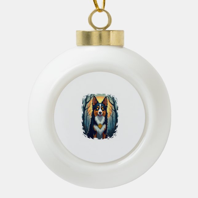 Cursed Collie Crawl Keramik Kugel-Ornament (Vorderseite)
