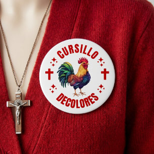 Cursillo Decolores Bunter Hahn mit Kreuzen Button