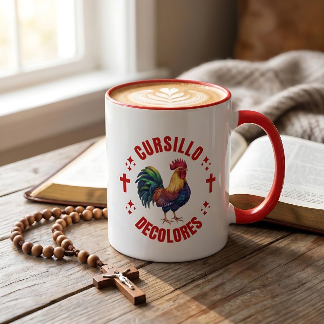 Cursillo Decolores Bunter Hahn mit Kreuzen Tasse (Von Creator hochgeladen)