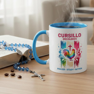 Cursillo DeColores Hahn & Kreuz Pinselstriche Tasse