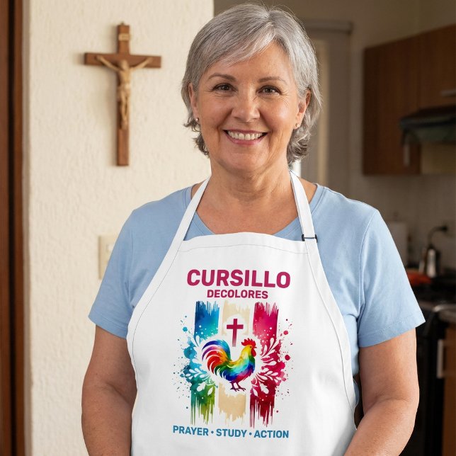 Cursillo DeColores Rooster & Cross Brush Strokes Schürze (Von Creator hochgeladen)