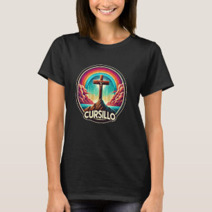 Cursillo Faith Cross mit Regenbogen und Wolken T-Shirt