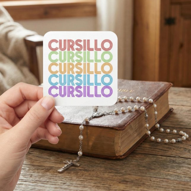 Cursillo Farbiger Gestapelter Regenbogen DeColores Quadratischer Aufkleber (Von Creator hochgeladen)