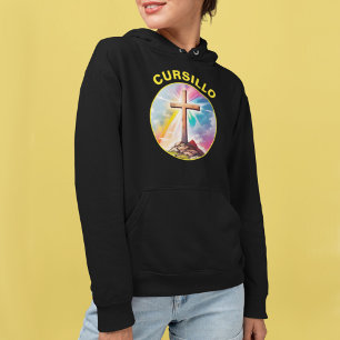 Cursillo Holzkreuz mit Regenbogen und Wolken Hoodie