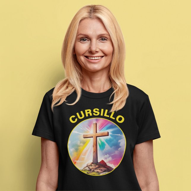 Cursillo-Holzkreuz mit Regenbogen und Wolken T-Shirt (Von Creator hochgeladen)