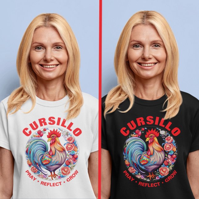 Cursillo Rooster mit Rose Beten Reflektieren Wachs T-Shirt (Von Creator hochgeladen)