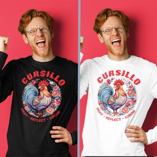 Cursillo Rooster mit Rose Beten Reflektieren Wachs T-Shirt