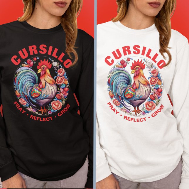 Cursillo Rooster mit Rose Beten Reflektieren Wachs T-Shirt (Von Creator hochgeladen)