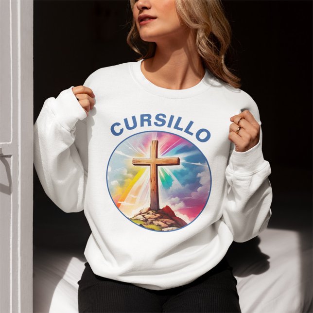 Cursillo Wood Cross With Rainbow and Clouds Sweatshirt (Von Creator hochgeladen)