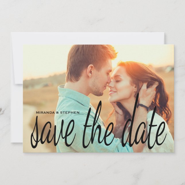Cursive Chic Save the Date Hochzeitsfotokarte (Vorderseite)