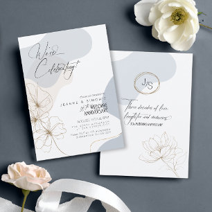 Cursive Floral 30 Jahre Jubiläum Dusty Blue ID1168 Einladung
