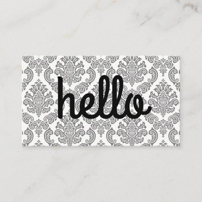 Cursive Hello Minimalistisch Schriftart | Damask M Visitenkarte (Vorderseite)