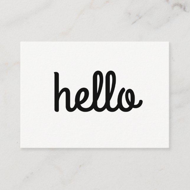 Cursive Hello Minimalistisch Schriftart Visitenkarte (Vorderseite)