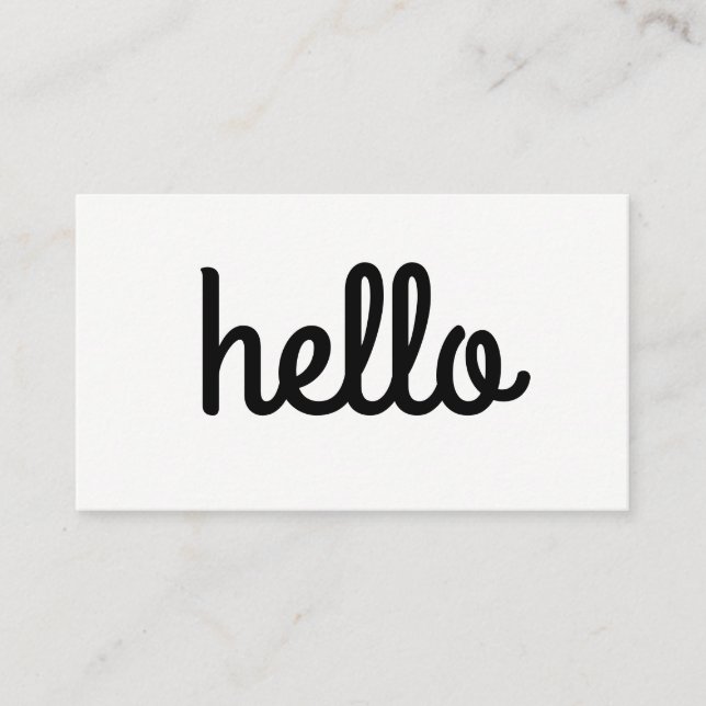 Cursive Hello Minimalistisch Schriftart Visitenkarte (Vorderseite)