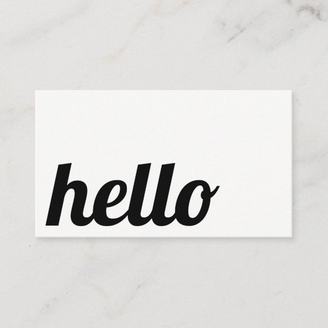 Cursive Hello | Moderner Schriftart Visitenkarte (Vorderseite)