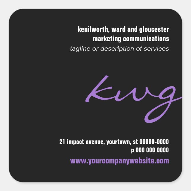 Cursive Lilac Monogram Promotionsticker Quadratischer Aufkleber (Vorderseite)