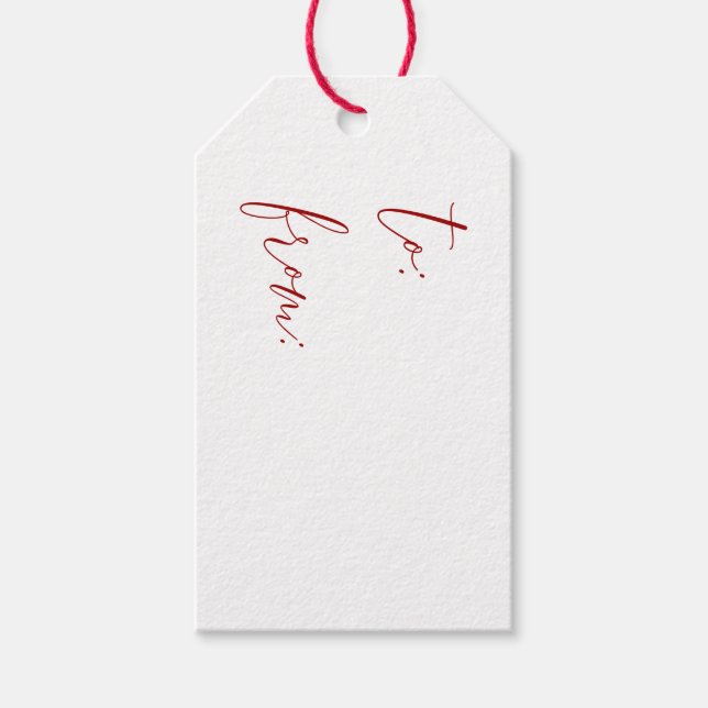 Cursive moderne Weihnachten zu und von Geschenktaf Geschenkanhänger (Vorderseite)