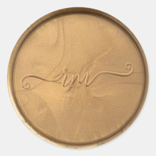 Cursive Monogram Antique Gold Wax Siegel Sticker