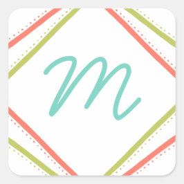 Cursive Monogram-Aufkleber Quadratischer Aufkleber