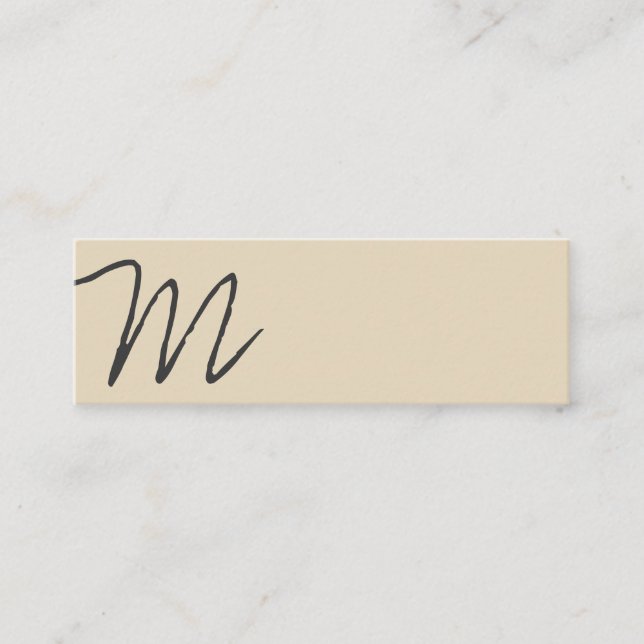 Cursive Monogramm | Asymmetrisch (beige) Mini Visitenkarte (Vorderseite)