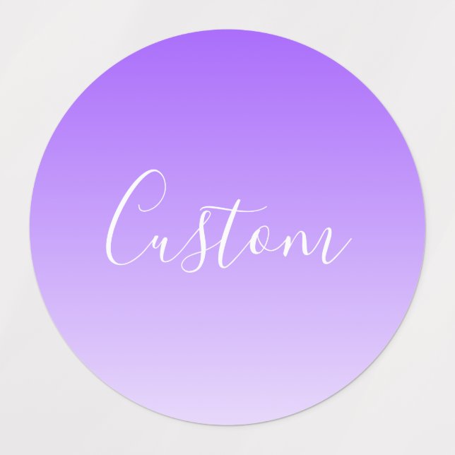 Cursive Script Name & Editable Light Lila Ombre Etiketten (Design 1)