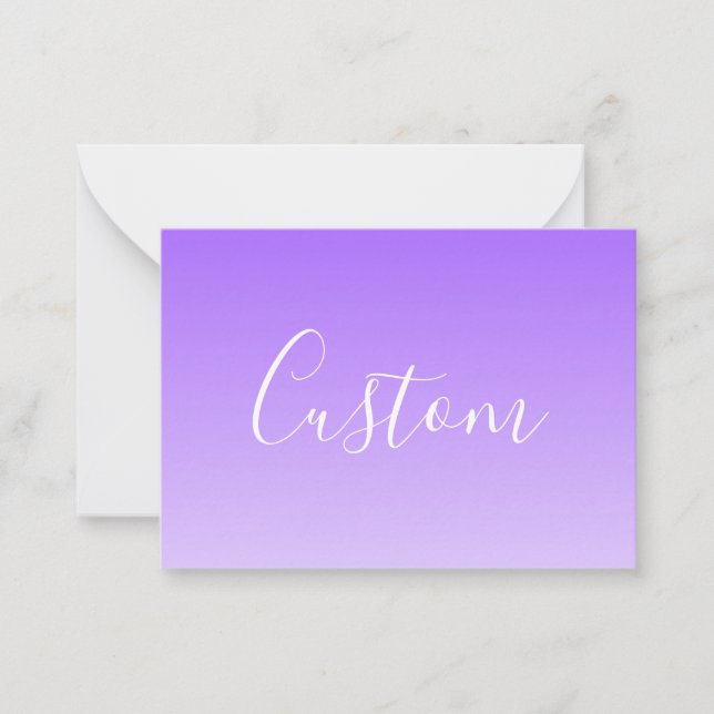 Cursive Script Name & Editable Light Lila Ombre Mitteilungskarte (Vorderseite)