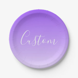 Cursive Script Name & Editable Light Lila Ombre Pappteller