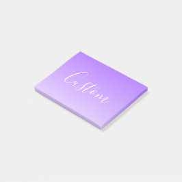 Cursive Script Name & Editable Light Lila Ombre Post-it Klebezettel