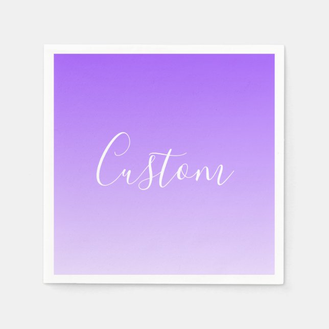 Cursive Script Name & Editable Light Lila Ombre Serviette (Vorderseite)