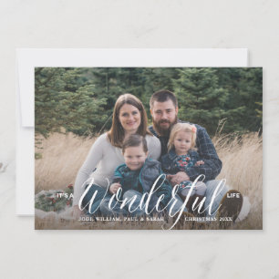 Cursive Script Winter White Full Photo Feiertagskarte