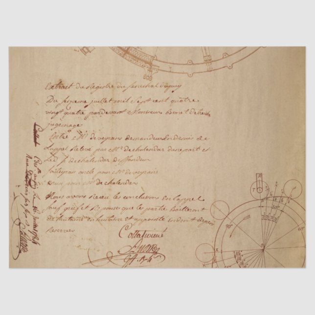 Cursive Skripte und mechanische Zeichnungen auf Ta Seidenpapier (Vorderseite)