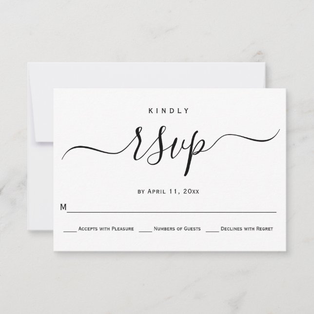 Cursive Skriptkalligrafie Hochzeit RSVP-Karte RSVP Karte (Vorderseite)