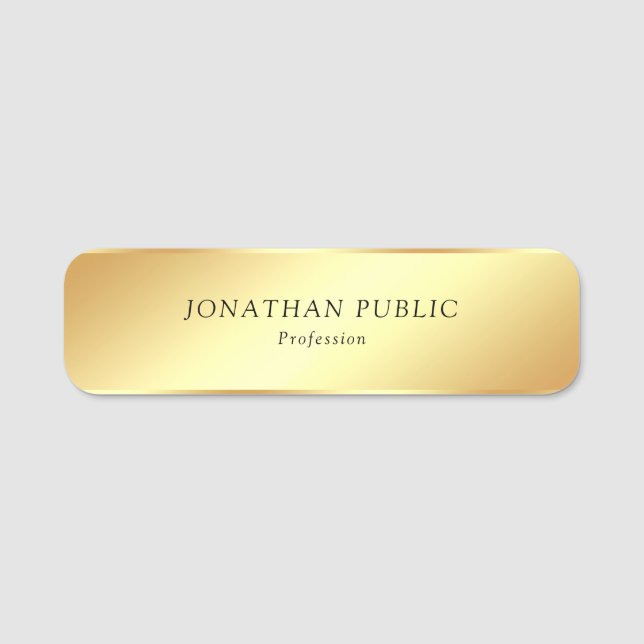 Cursive Text glamourös Gold Look Einfache Vorlage Namensschild (Vorderseite)