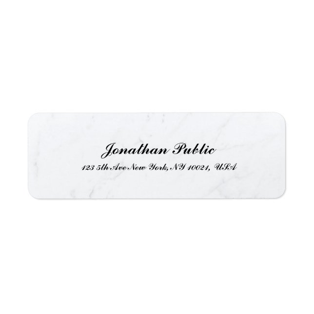 Cursive Text Weißmarmor Moderne einfache Vorlage (Vorne)