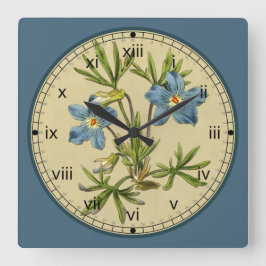 Curtis Botanical Blue Blume Clock in 3 Stilen Quadratische Wanduhr