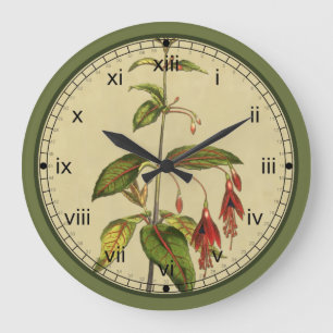 Curtis Botanical Red Flower Wall Clock in 3 Styles Große Wanduhr