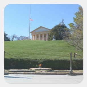 Curtis-Lee-Herrenhaus & JFK-Flamme Quadratischer Aufkleber