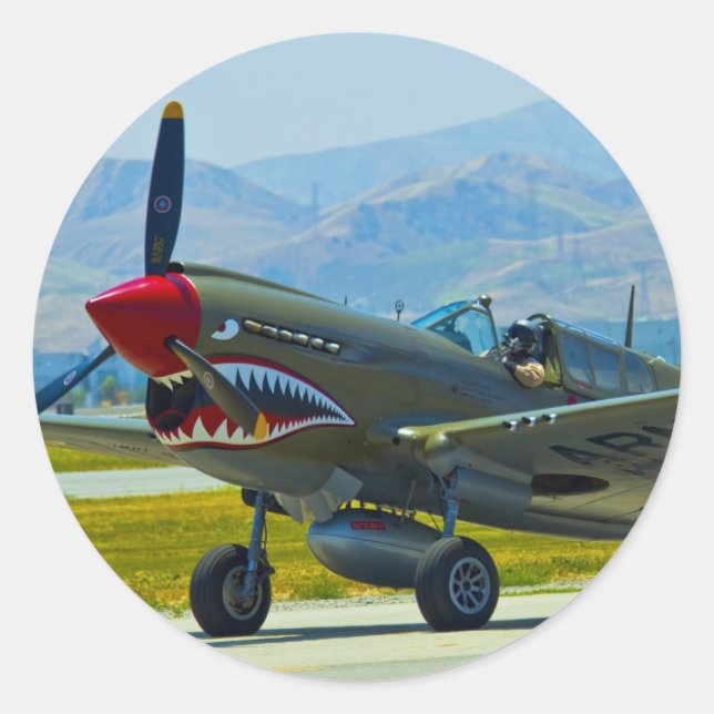 Curtis P-40 Warhawk Runder Aufkleber (Vorderseite)
