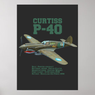 Curtiss P-40 Warhawk   WW2-Flugzeug Poster