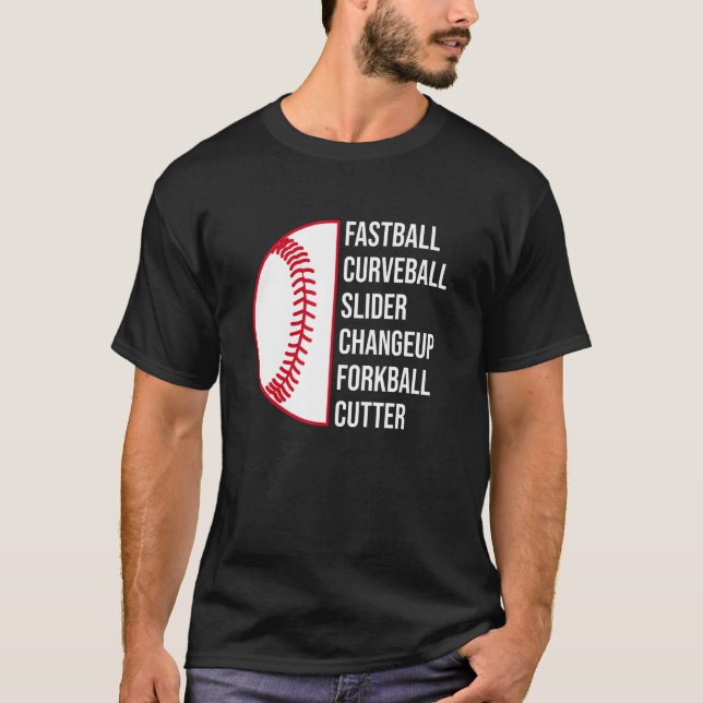 Curveball Slider Changeup Forkball Cutter Baseball T-Shirt (Vorderseite)