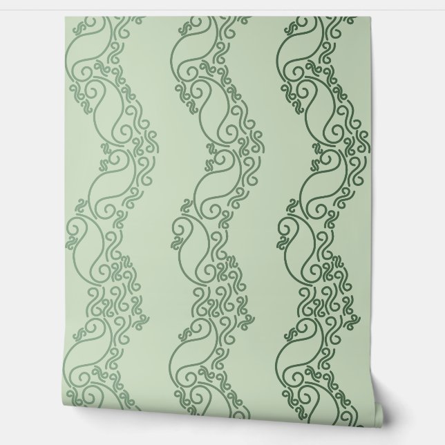 Curved Ombre Stripes - Green Tapete (Abrollen)