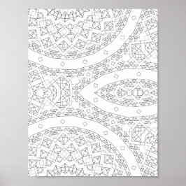 Curved Path Geometric Pattern Coloring Page Art Poster