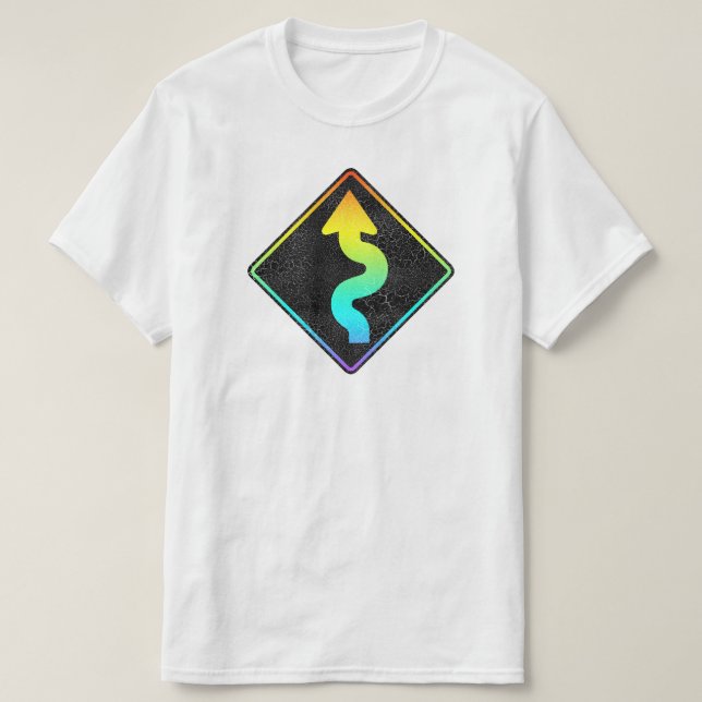 curved road ahead street sign T-Shirt (Design vorne)