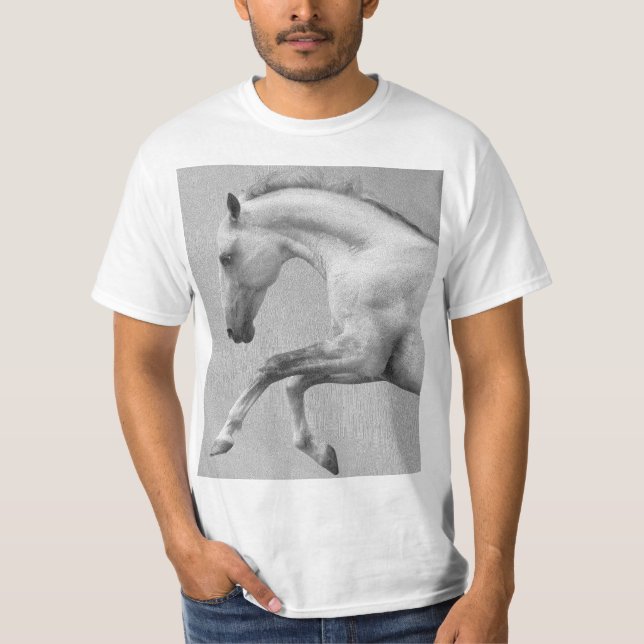 Curvet Horse Mens Modernes White Animal Template T-Shirt (Vorderseite)