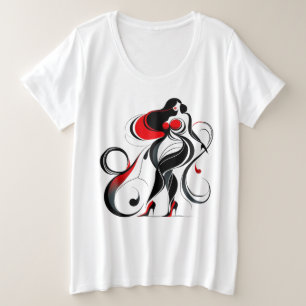 Curvy Abstrakte Silhouette Art Große Größe T-Shirt